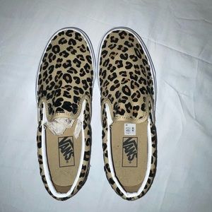 Women’s cheetah print slip on vans - size 9